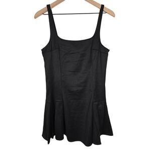 AQUA Little Black Mini Dress M Sleeveless Pleated Hem LBD Elevated Casual Party